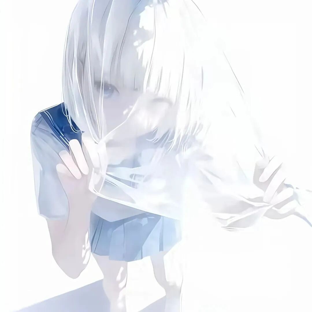 蓝色系学院风动漫头像女