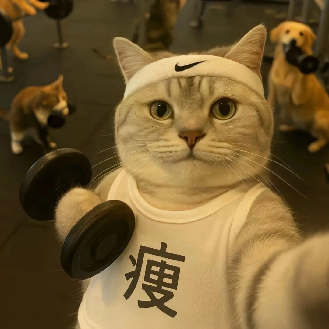 健身沙雕搞怪猫咪萌宠头像