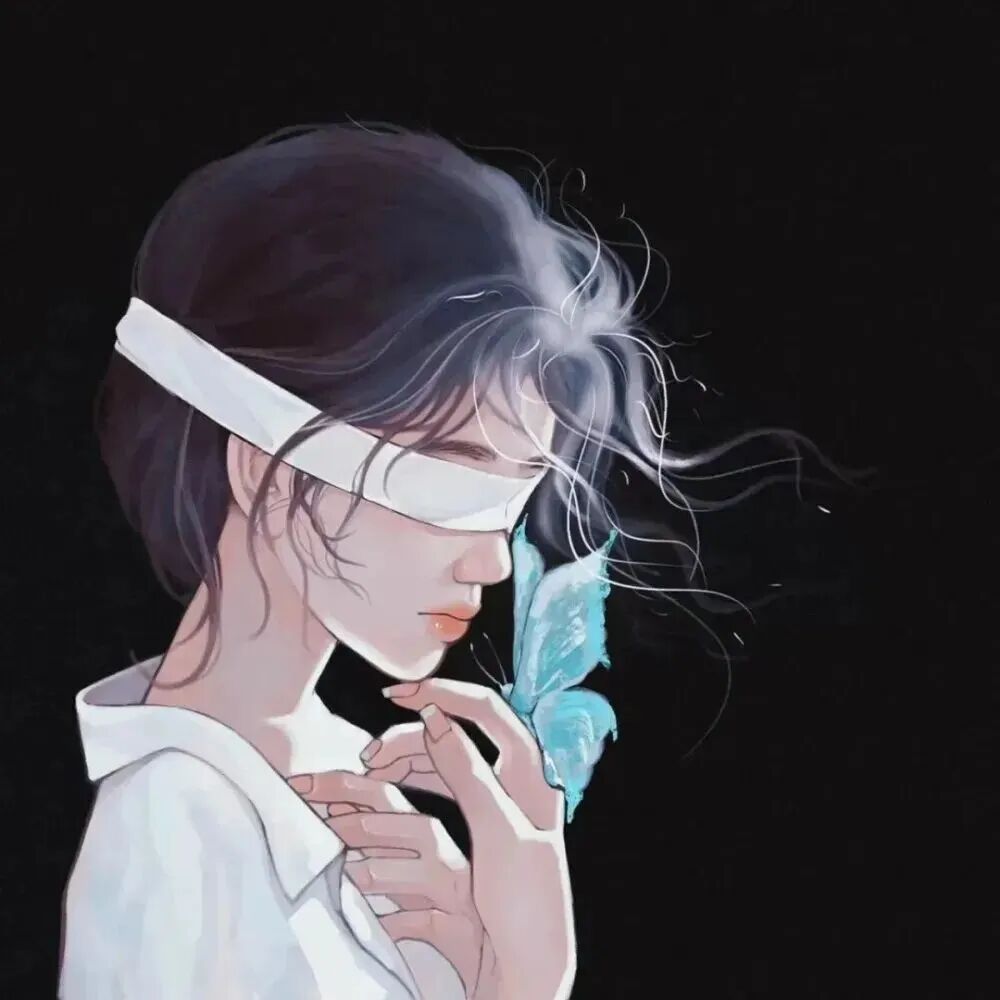 mengyanhudielove蝴蝶蒙眼动漫情侣头像