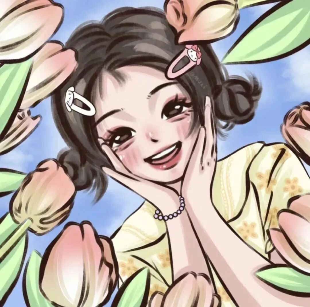 郁金香手绘动漫头像女