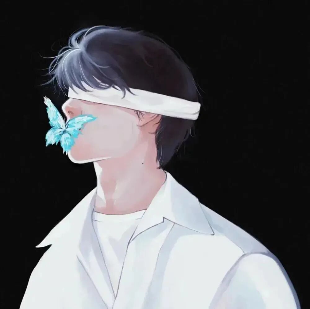 mengyanhudielove蝴蝶蒙眼动漫情侣头像
