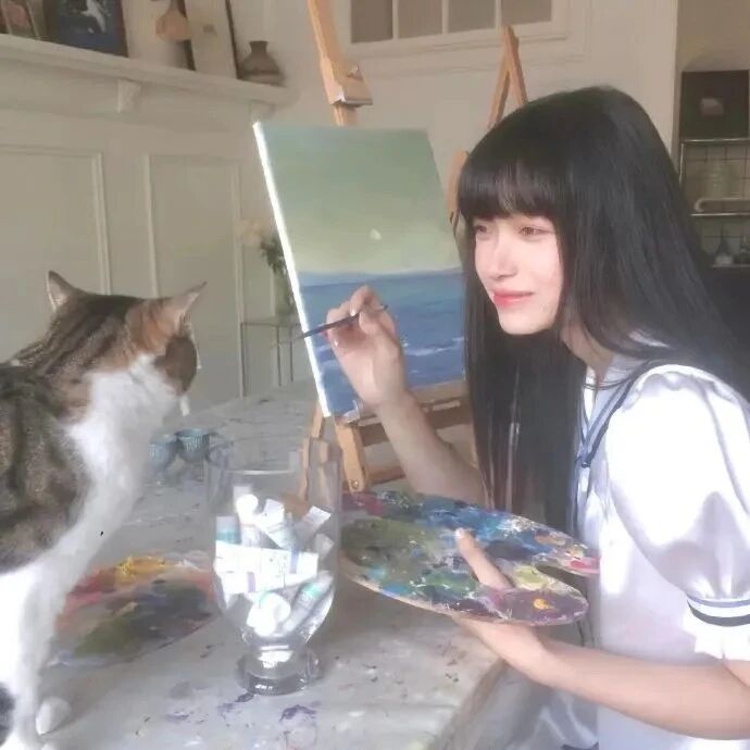 画画温柔女生头像