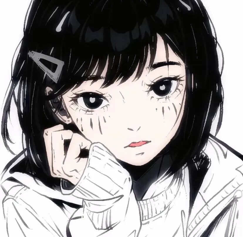 黑白动漫头像女