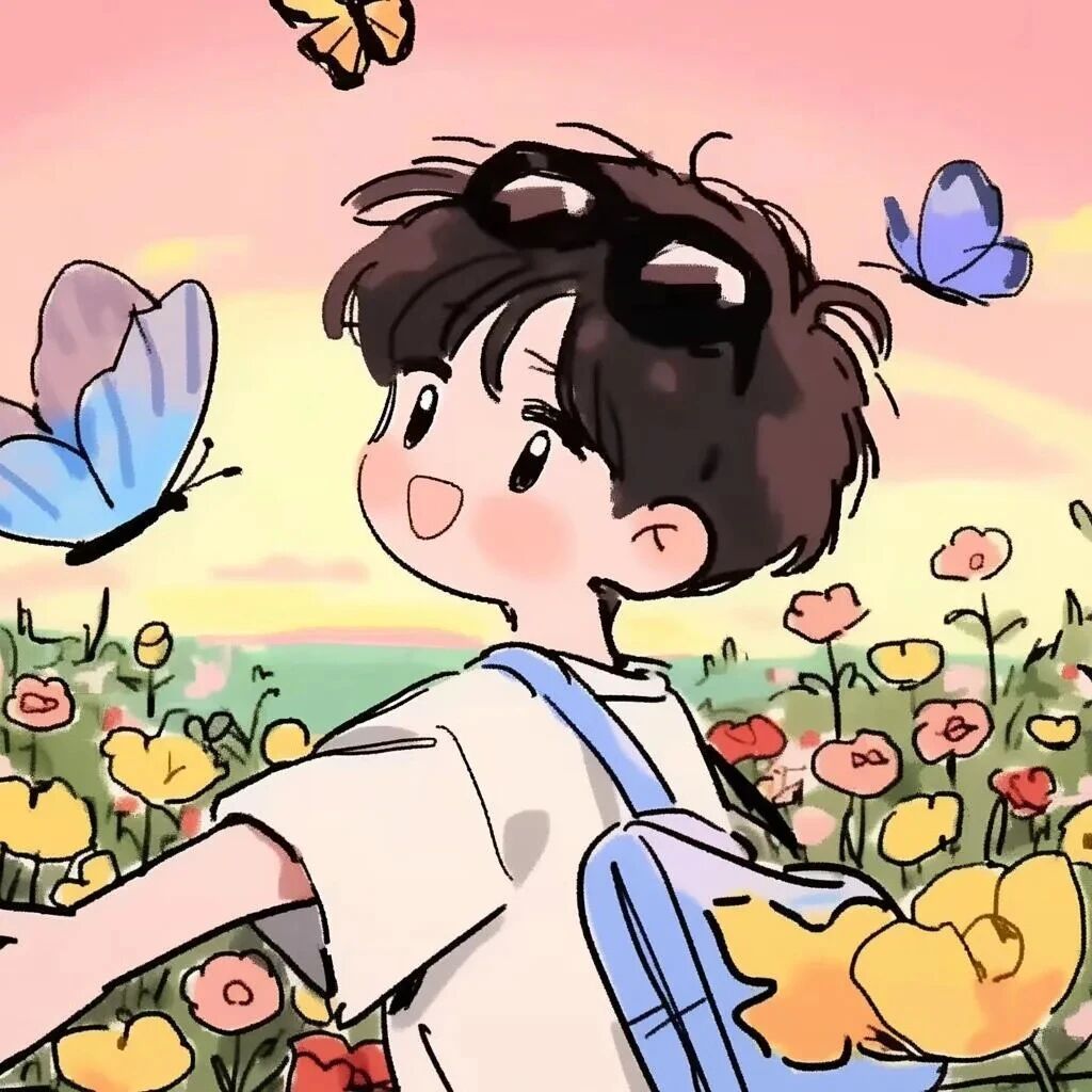 yhgntchahuabanlv蝴蝶插画情侣头像