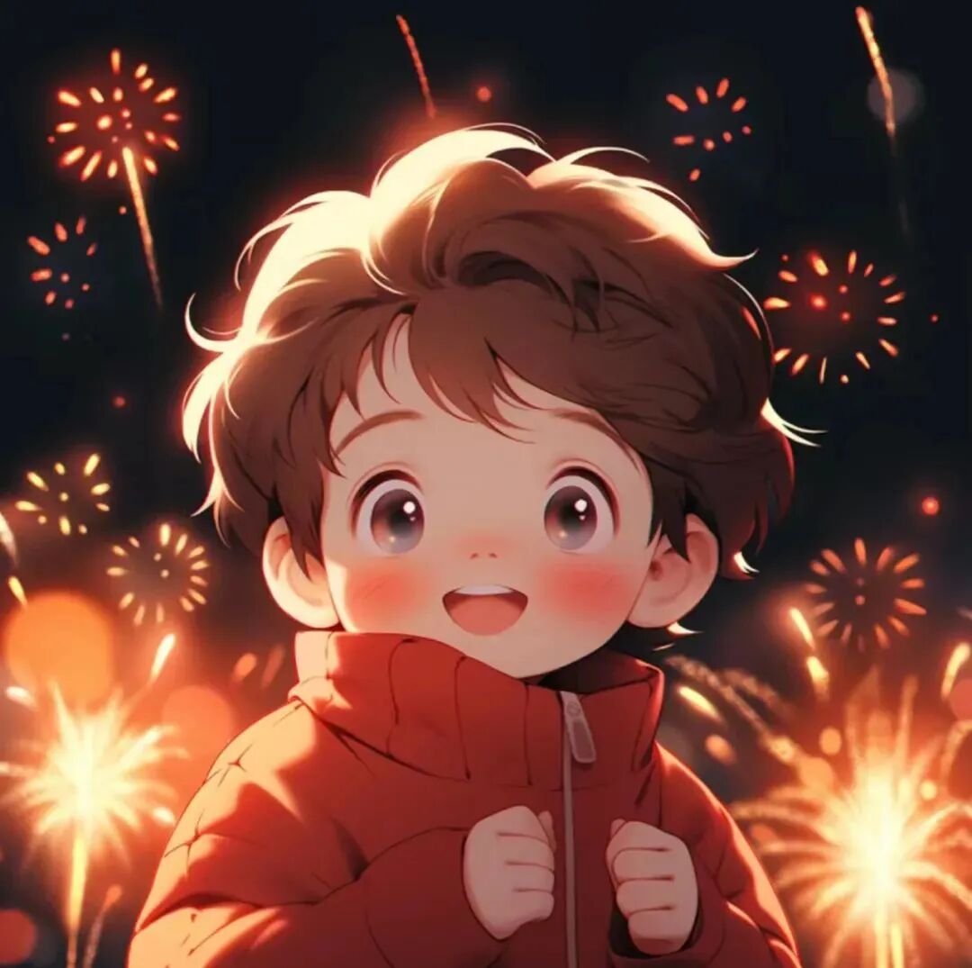 wmnhhlove唯美烟花新年动漫情侣头像