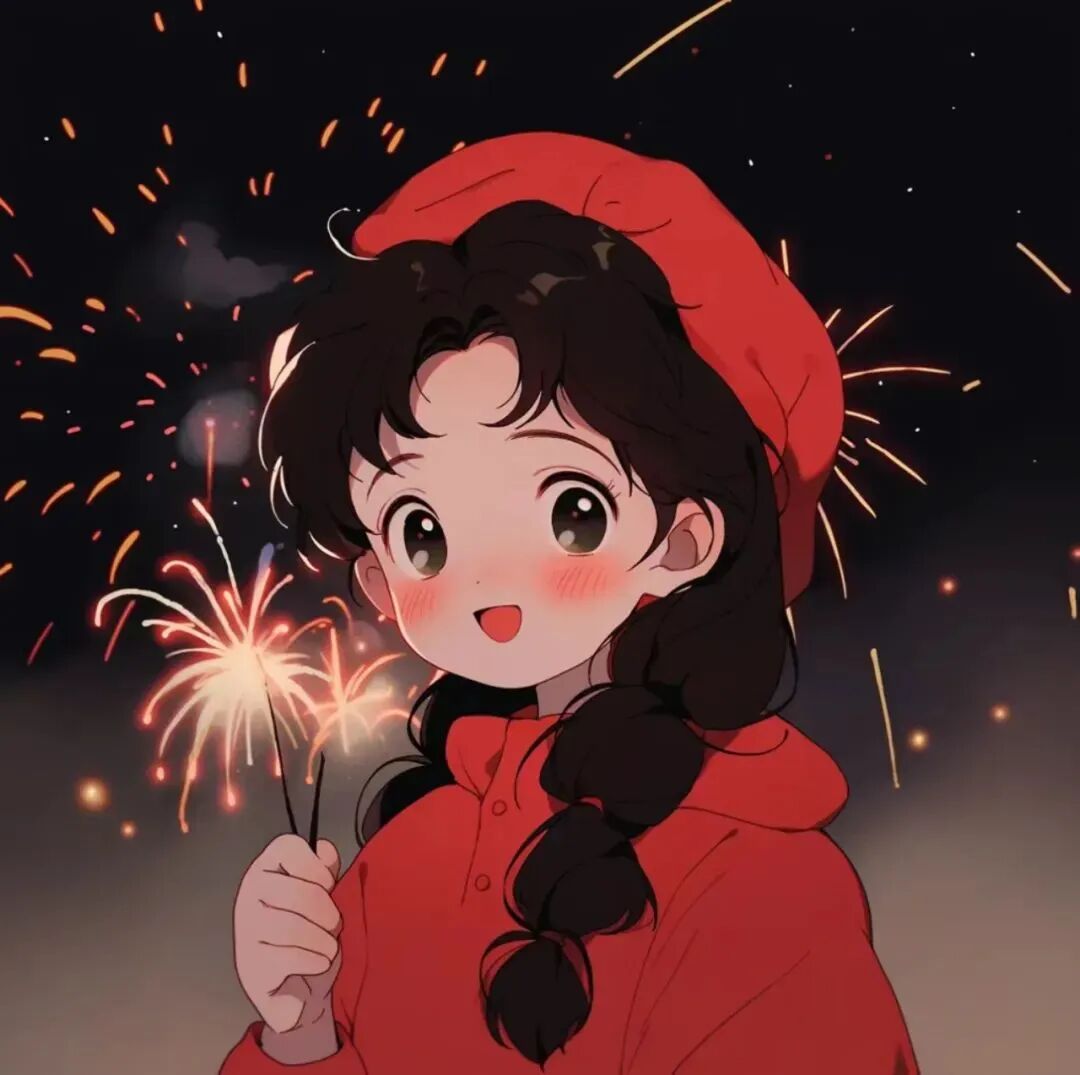 weimeiyuhnlove唯美烟花新年动漫情侣头像