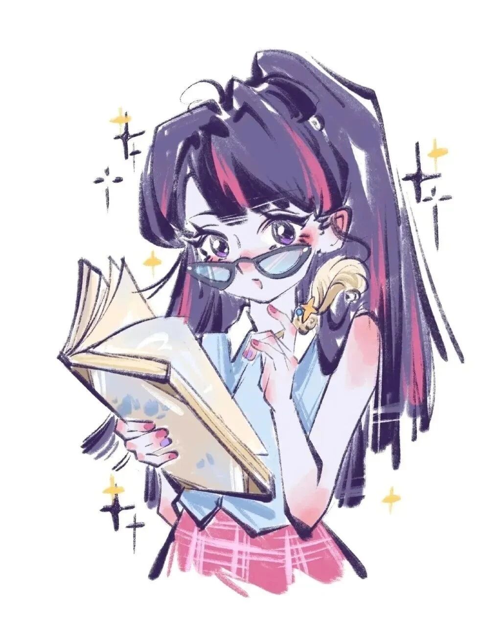 jichaoliutuyaduiyou二人闺蜜头像插画闺蜜头像