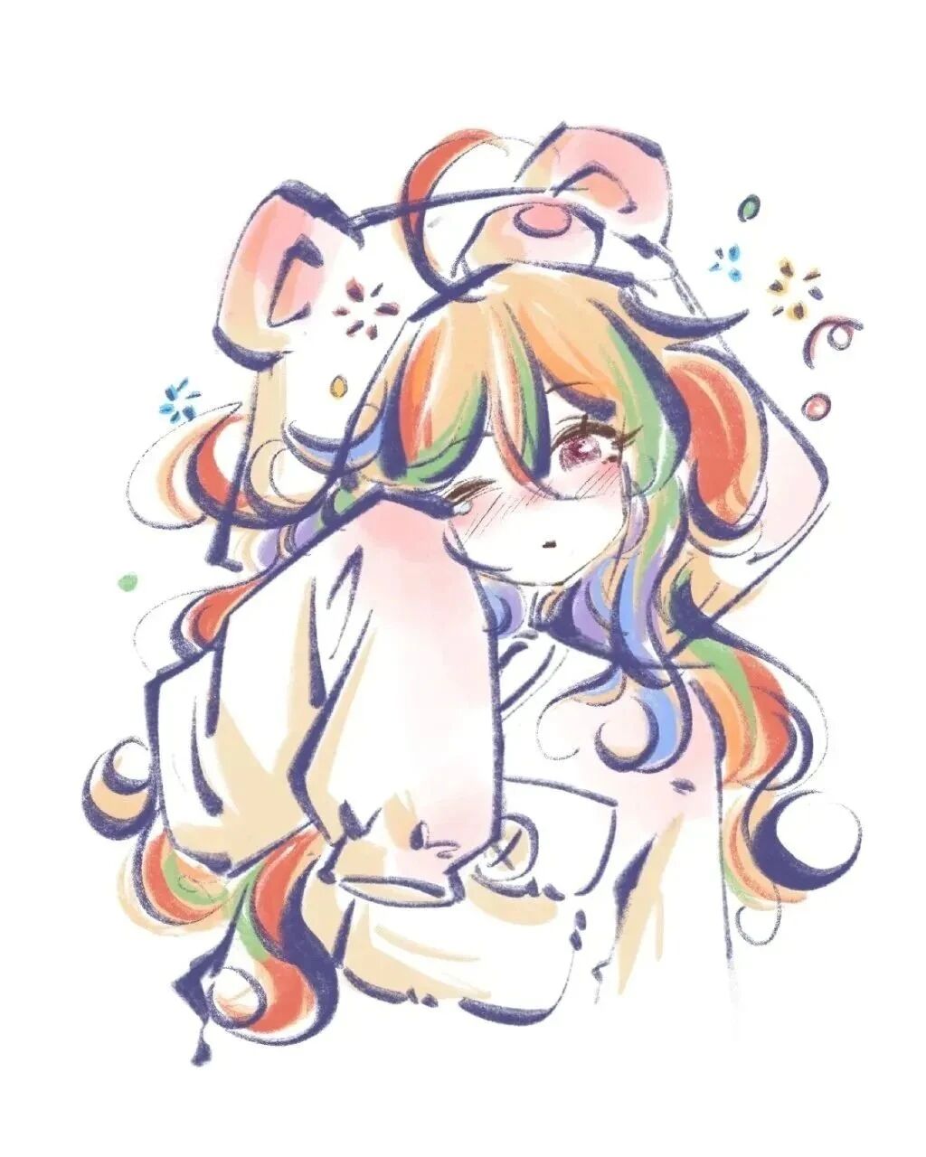 jichaoliutuyaduiyou二人闺蜜头像插画闺蜜头像
