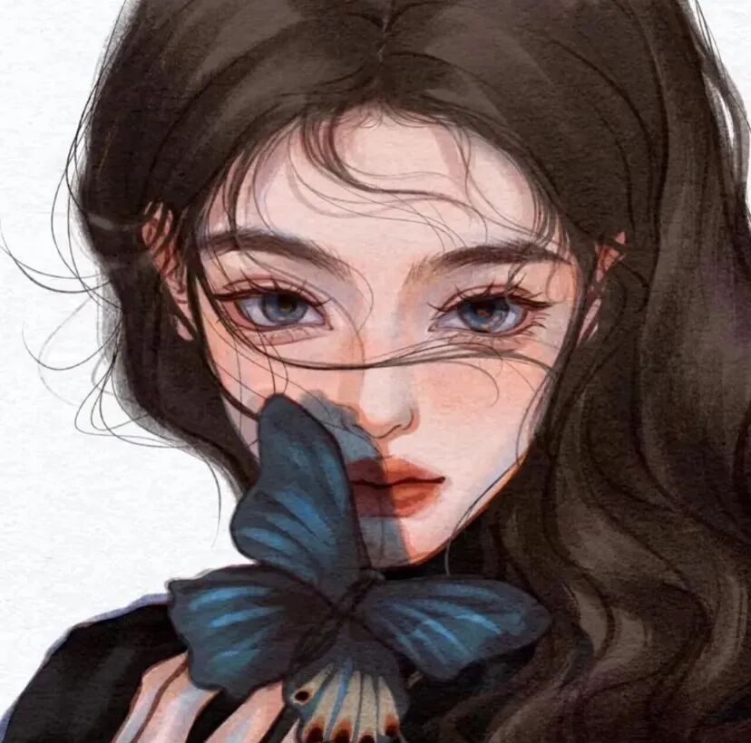 御姐蝴蝶手绘动漫头像女
