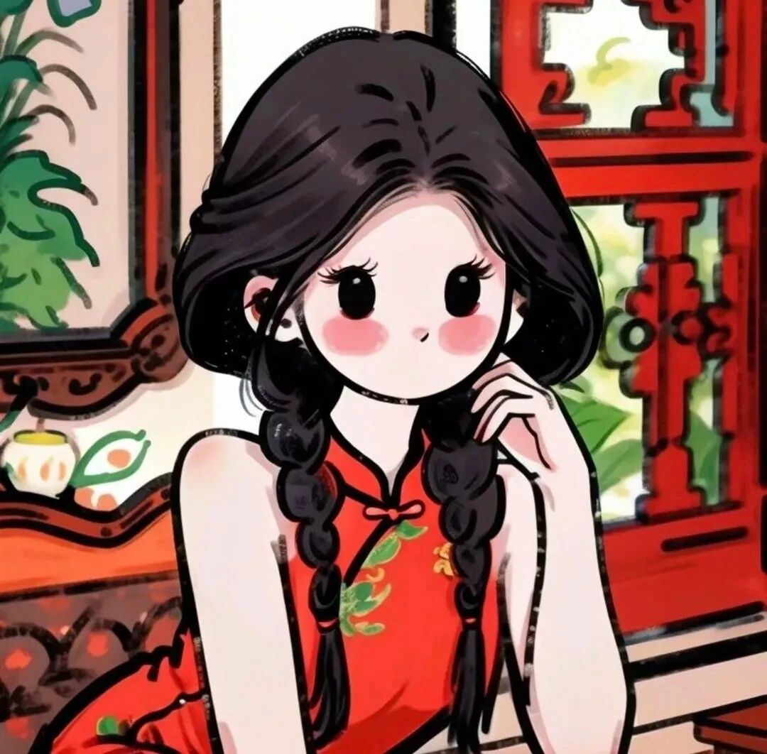qipaogufendazi旗袍手绘八人闺蜜头像动漫闺蜜头像