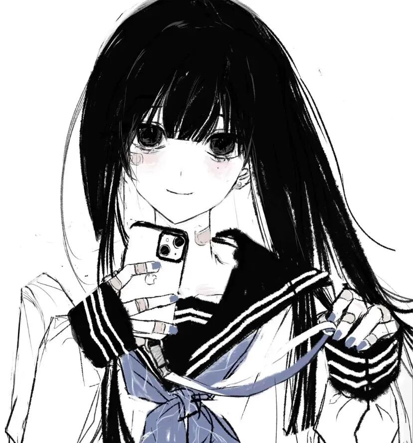 学院风自拍手机甜妹动漫头像女
