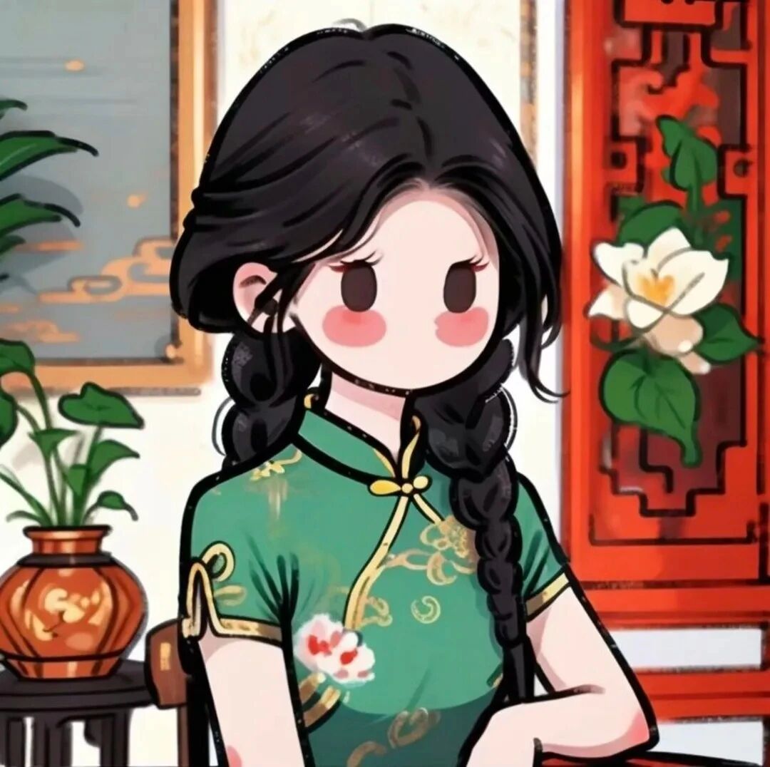 qipaogufendazi旗袍手绘八人闺蜜头像动漫闺蜜头像