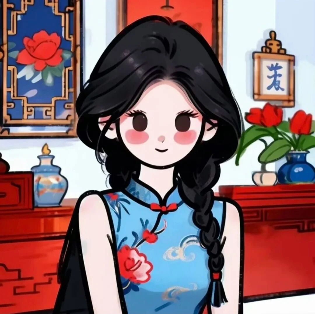 qipaogufendazi旗袍手绘八人闺蜜头像动漫闺蜜头像