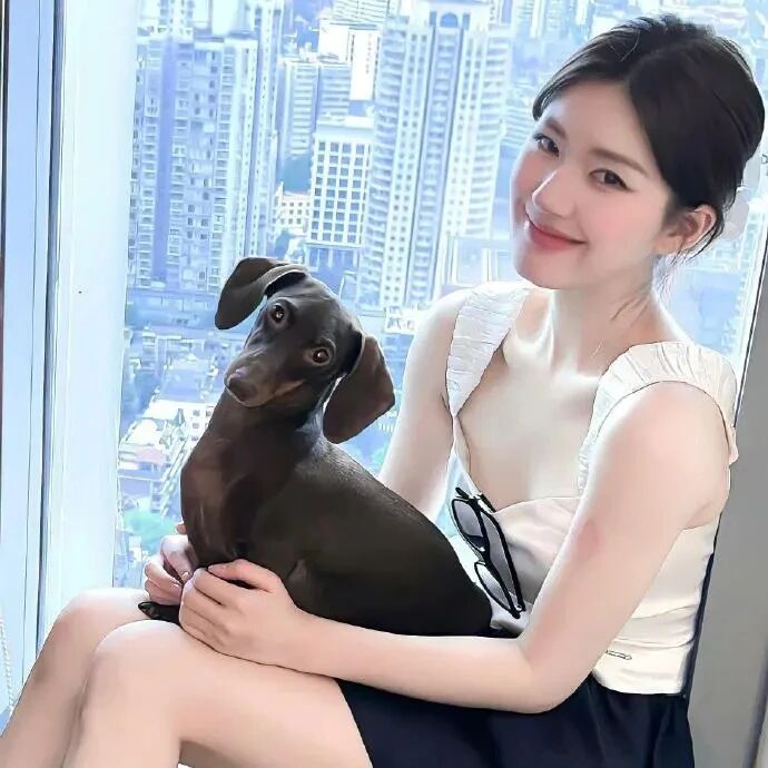 赵露思爱豆抱着狗狗女生头像