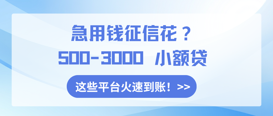 急用钱征信花？500-3000 小额贷，这些平台火速到账！