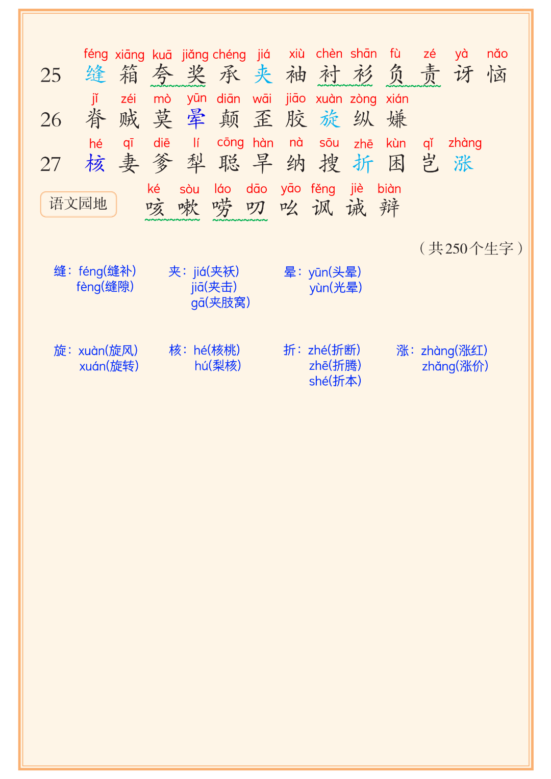 新版三年级下册语文《课后三表汇总》，电子版可打印