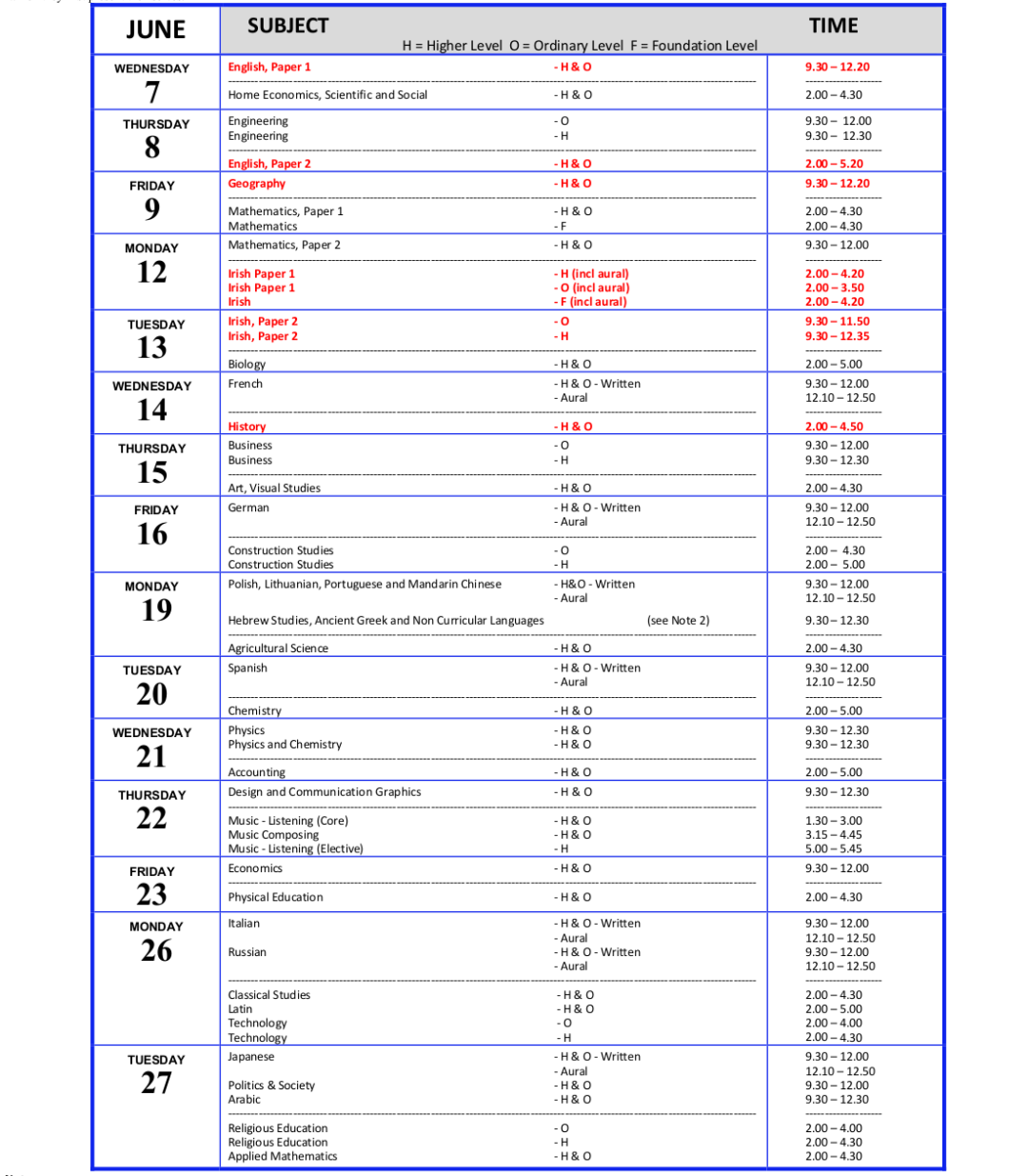 2023爱尔兰高考即将来临