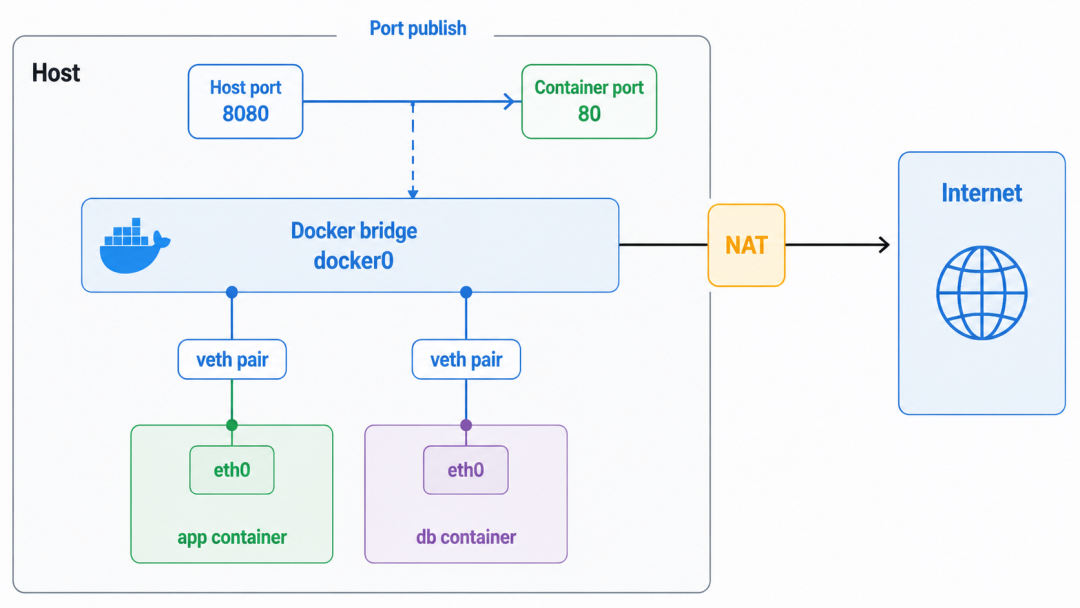 Docker bridge 网络原理示意