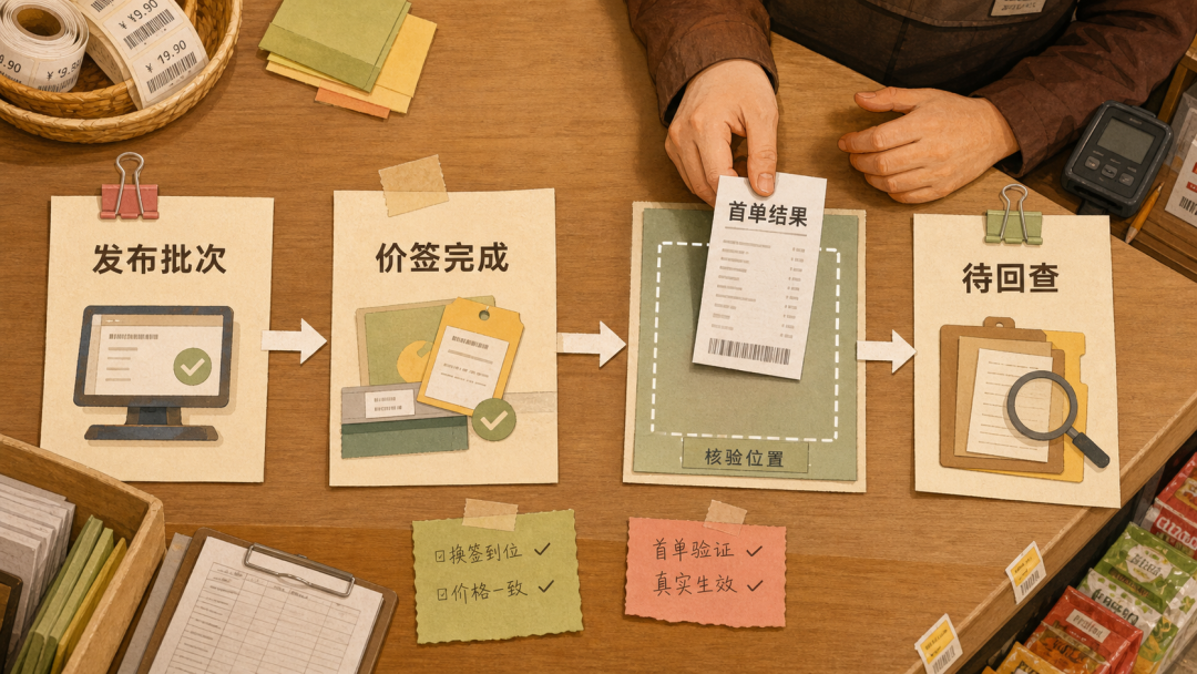 一张变价单穿过货架与收银系统