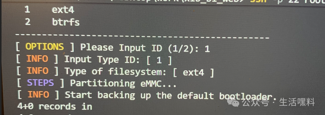 我选择的是ext4