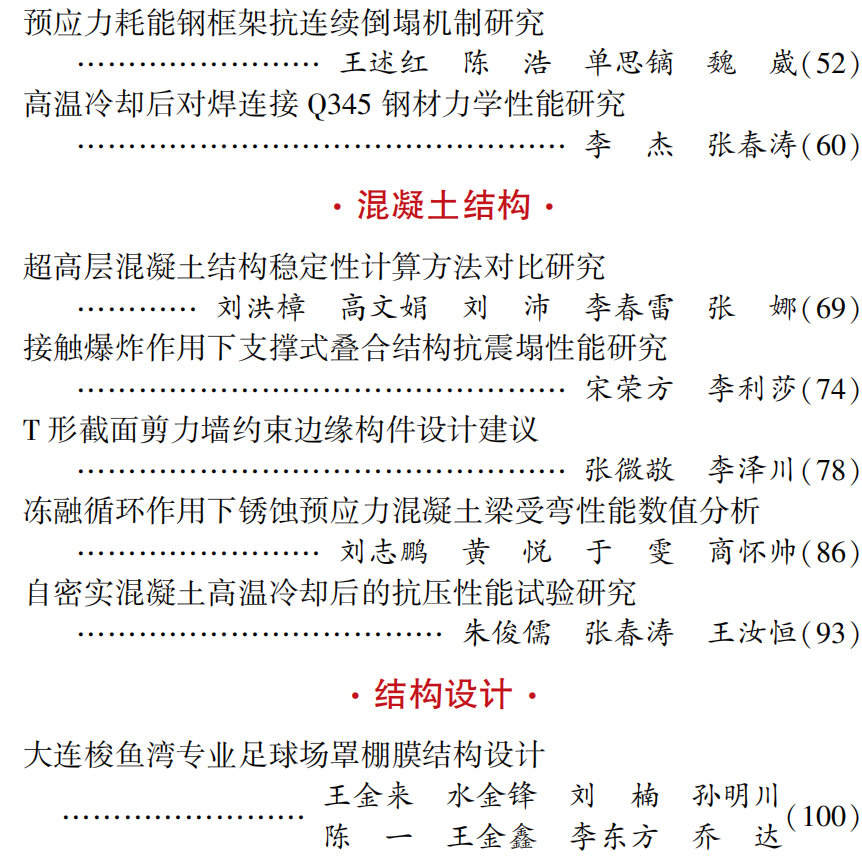 建筑结构丨2024年第16期文章导览