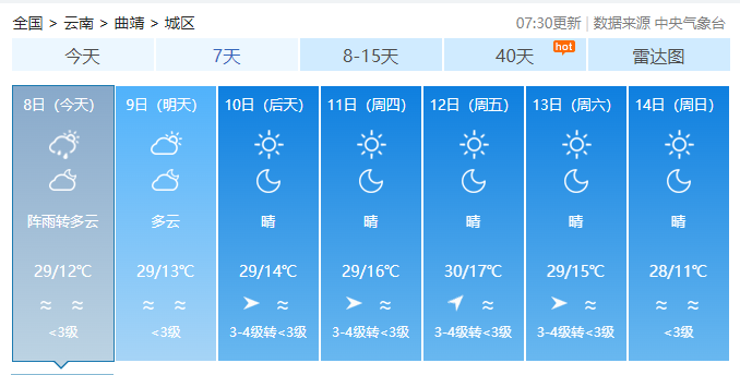 曲靖天气