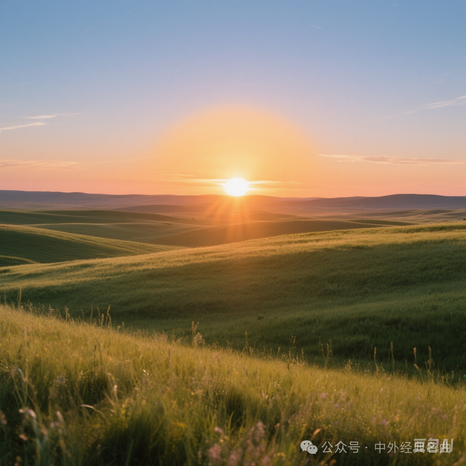 蓝蓝的天空飘着白云是哪首歌,《草原上升起不落的太阳》