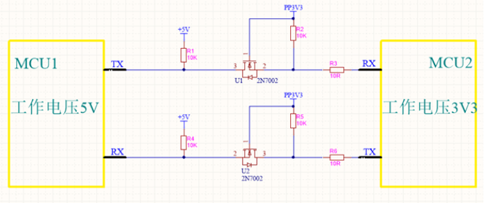 不同電平信號的MCU之間怎么通信？的圖1