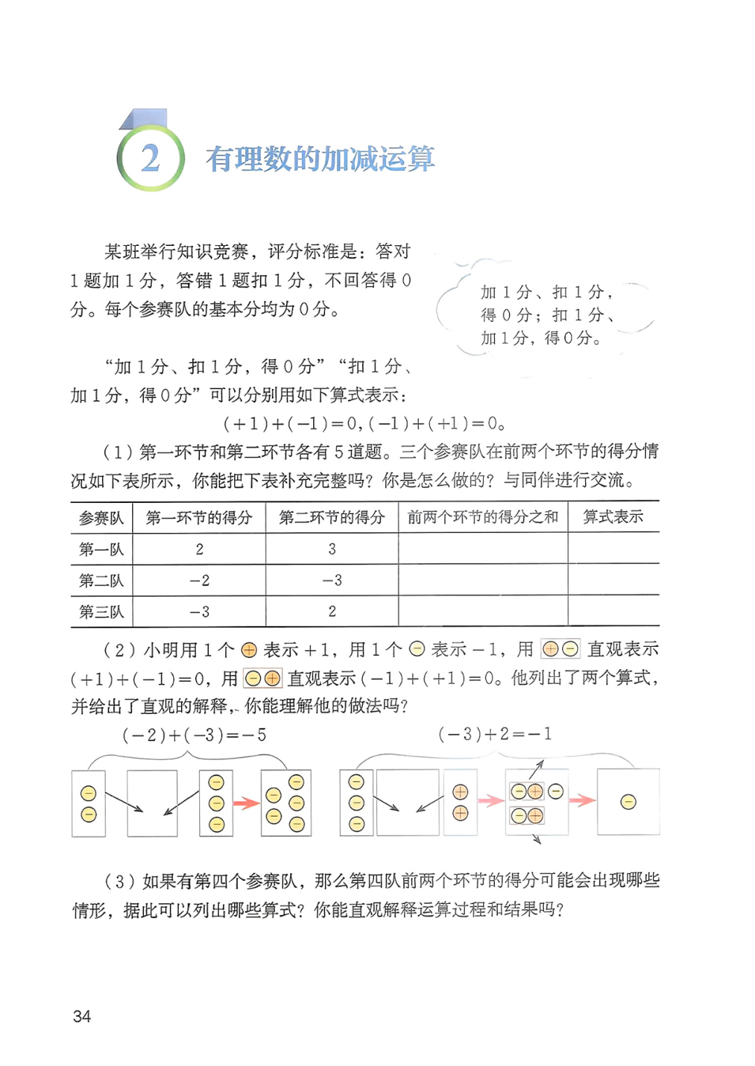 2 有理数的加减运算(Page34) 北师大版七年级上册数学(2024版)电子课本