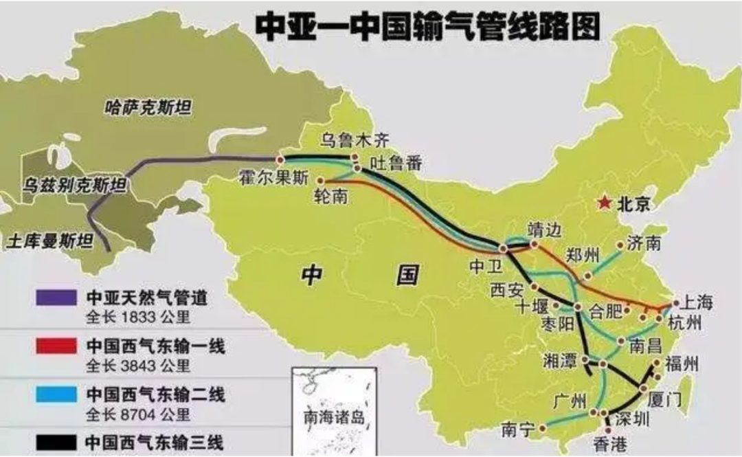 中亚天然气管道线路图图片