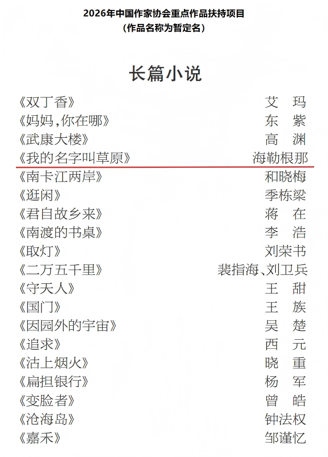 内蒙古两部作品入选2026年中国作协重点作品扶持项目 第1张