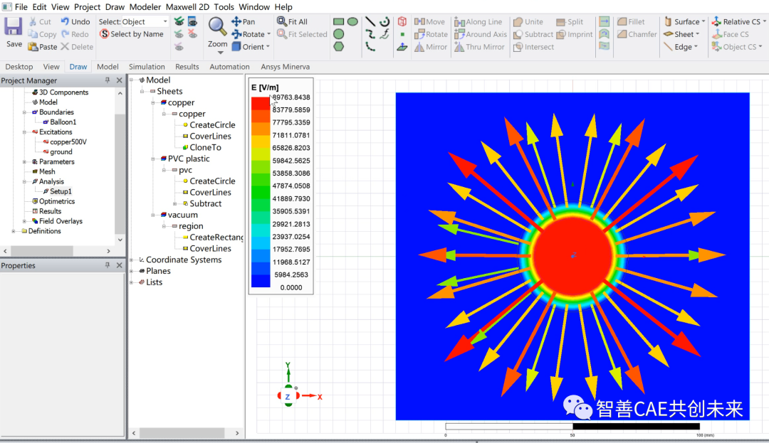 手摸手教你入门ansys maxwell | 铜线电场分布的图41