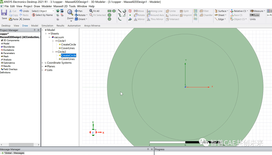 手摸手教你入门ansys maxwell | 铜线电场分布的图11