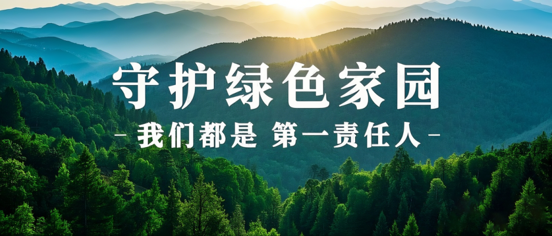 重披绿装的山林与朝阳，配文 _守护绿色家园，我们都是第一责任人_.png