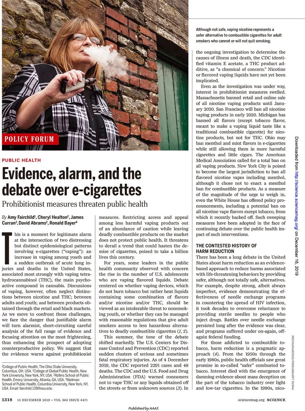 权威学术期刊《科学》杂志为电子烟正名：电子烟相对烟草更安全！