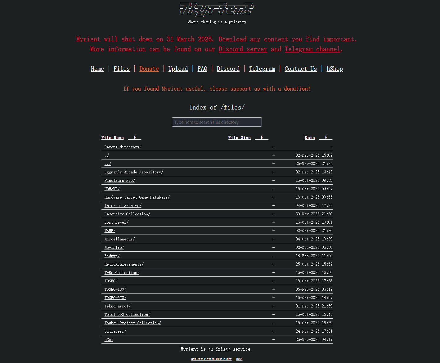 390TB免费游戏库Myrient月底永久关停：最后下载窗口期指南