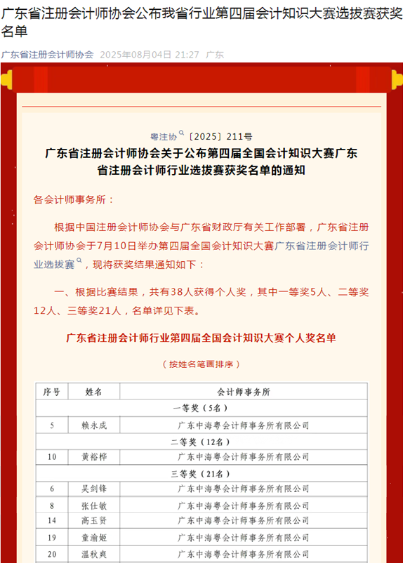 捷报频传！中海粤在广东省第四届会计知识大赛中斩获多项殊荣