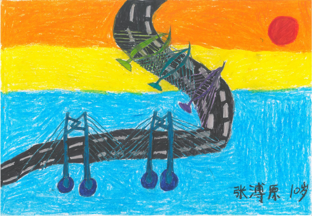 港珠澳大桥儿童画作品图片