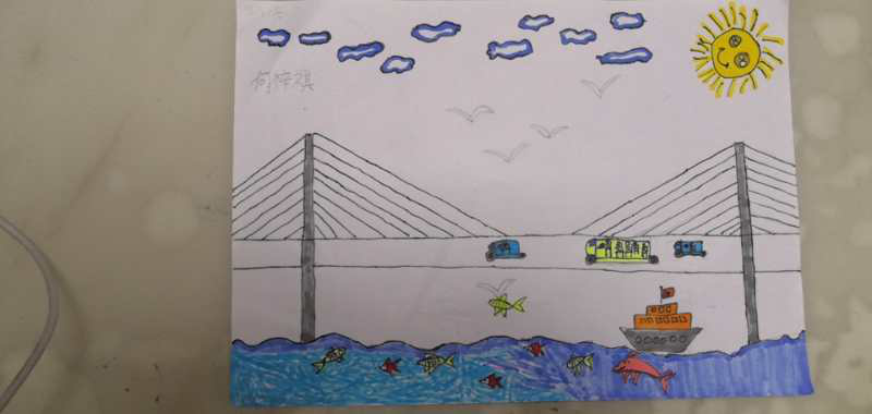 珠海港珠澳大桥简笔画图片