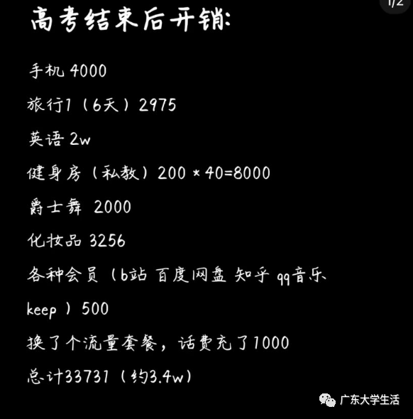 女儿刚高考完就支出了3万