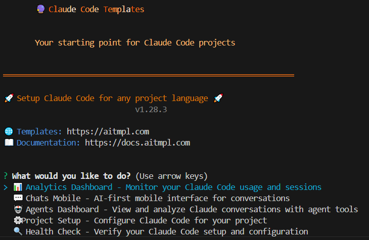 Claude-Code-Templates交互式安装界面