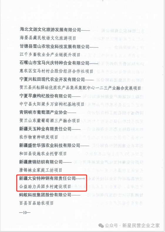 新疆大安钢铁：公益助力兵团乡村建设项目入选全国“万企兴万村”行动优秀案例(图3)