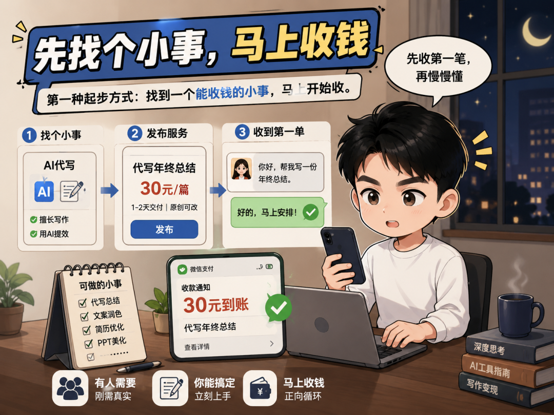 副业月入过千的两种起步方式 先收钱或跟对人干中学
