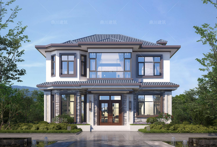 11×9米新中式二层别墅,经典耐看大气,4房 书房,农村建房23万