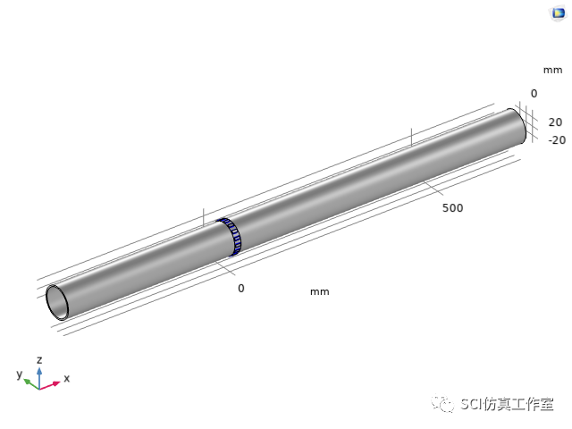 Comsol 管道导波传播裂纹检测的图7