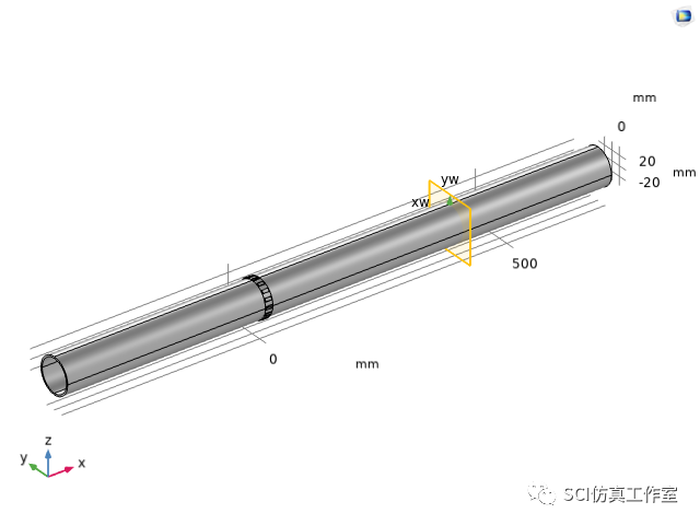 Comsol 管道导波传播裂纹检测的图5