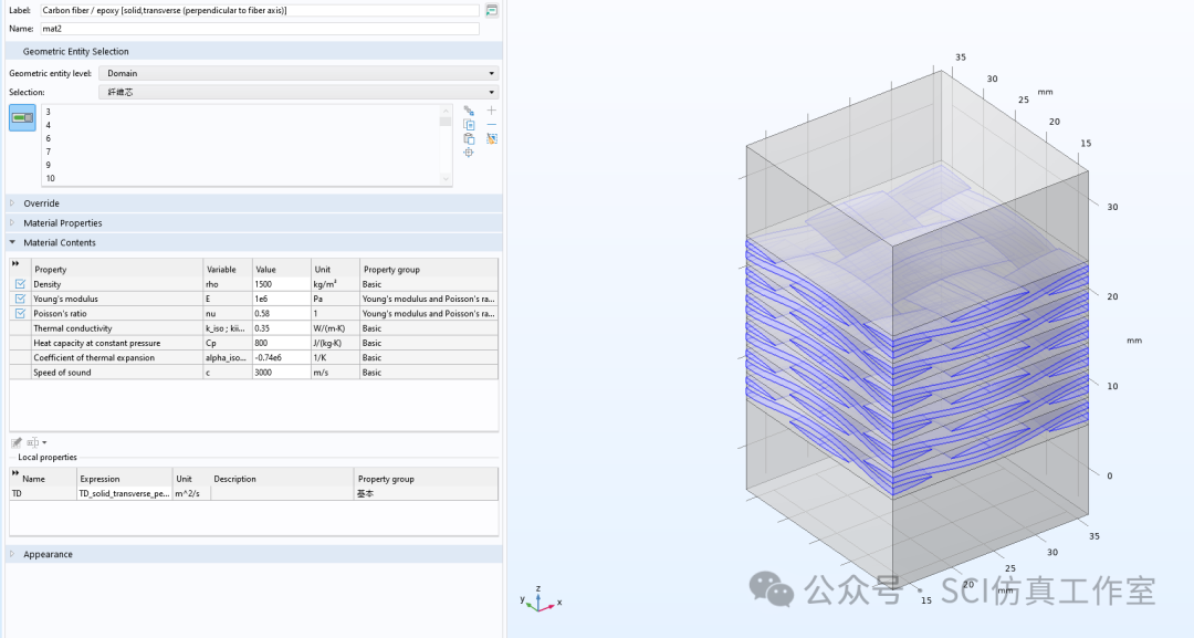 Comsol 碳纤维材料复合板隔声与隔热性能仿真的图8