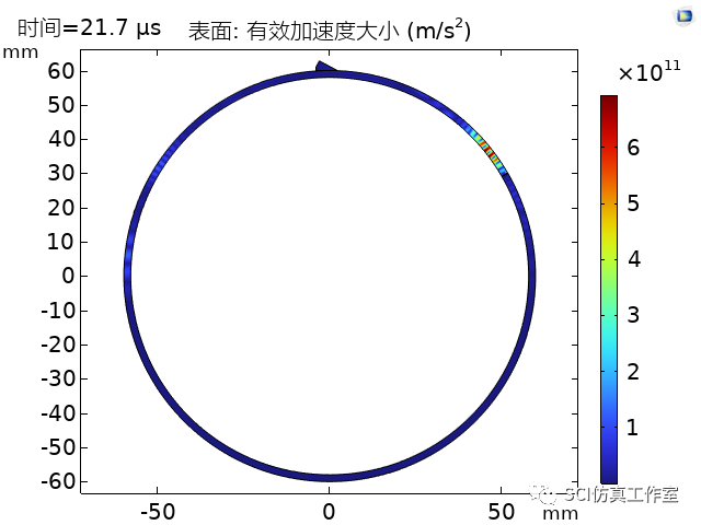 Comsol 钢管表面裂纹超声波检测的图10