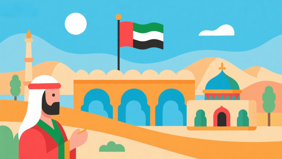 jimeng-2025-10-28-2301-能体现阿联酋的地域、人文特色，扁平化插图.png