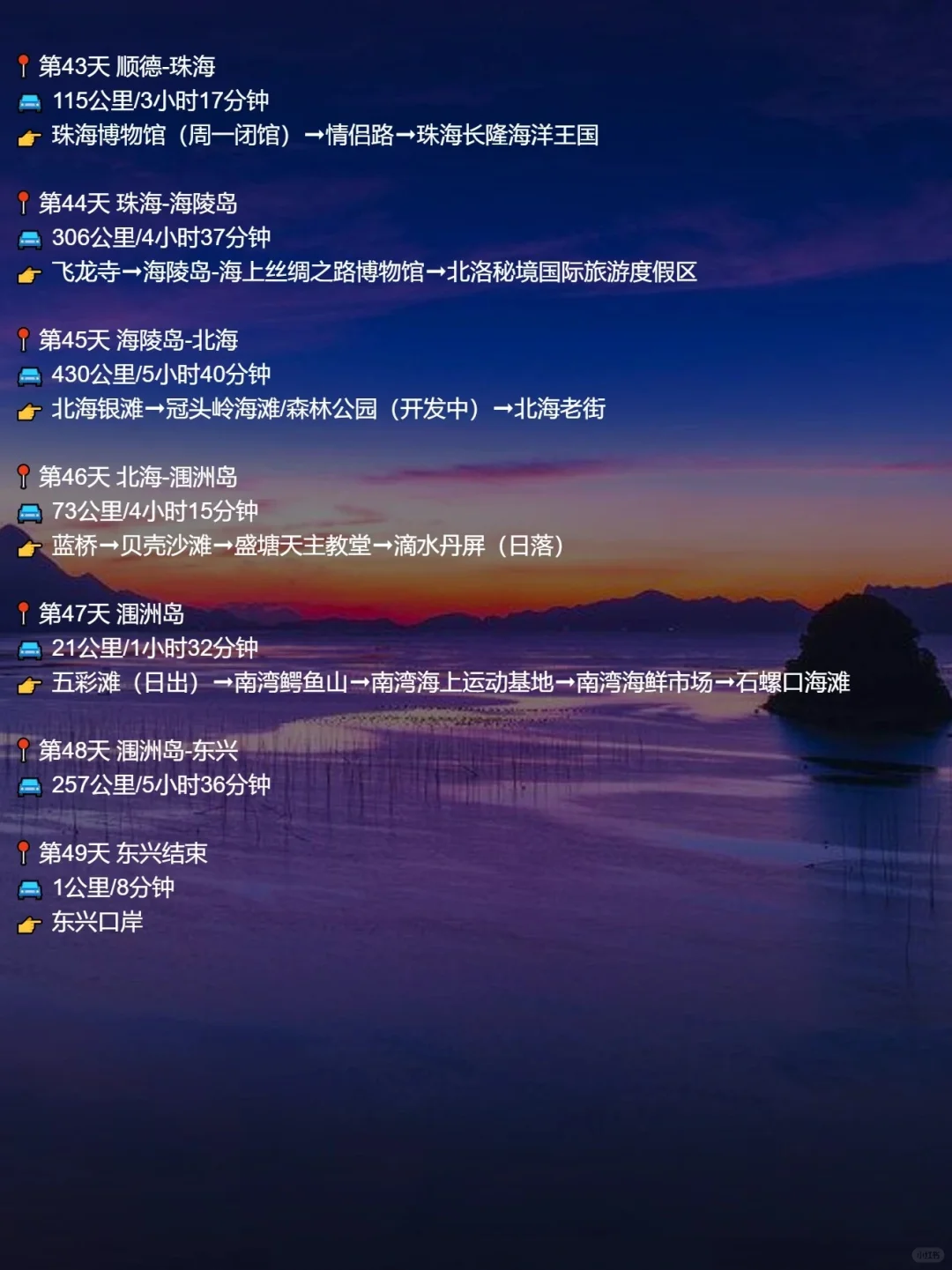 海岸线环国自驾超详细攻略，含路线图和路书